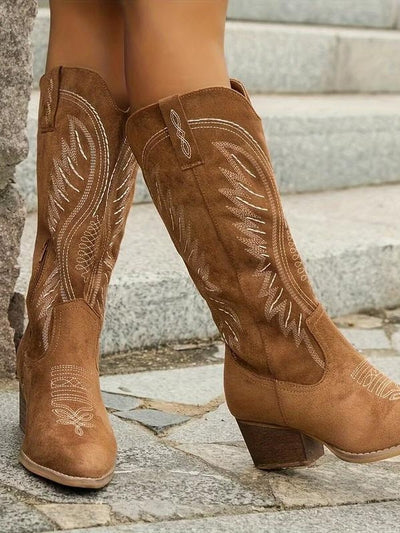 Botas de cigarrillo de tacón bajo para mujer