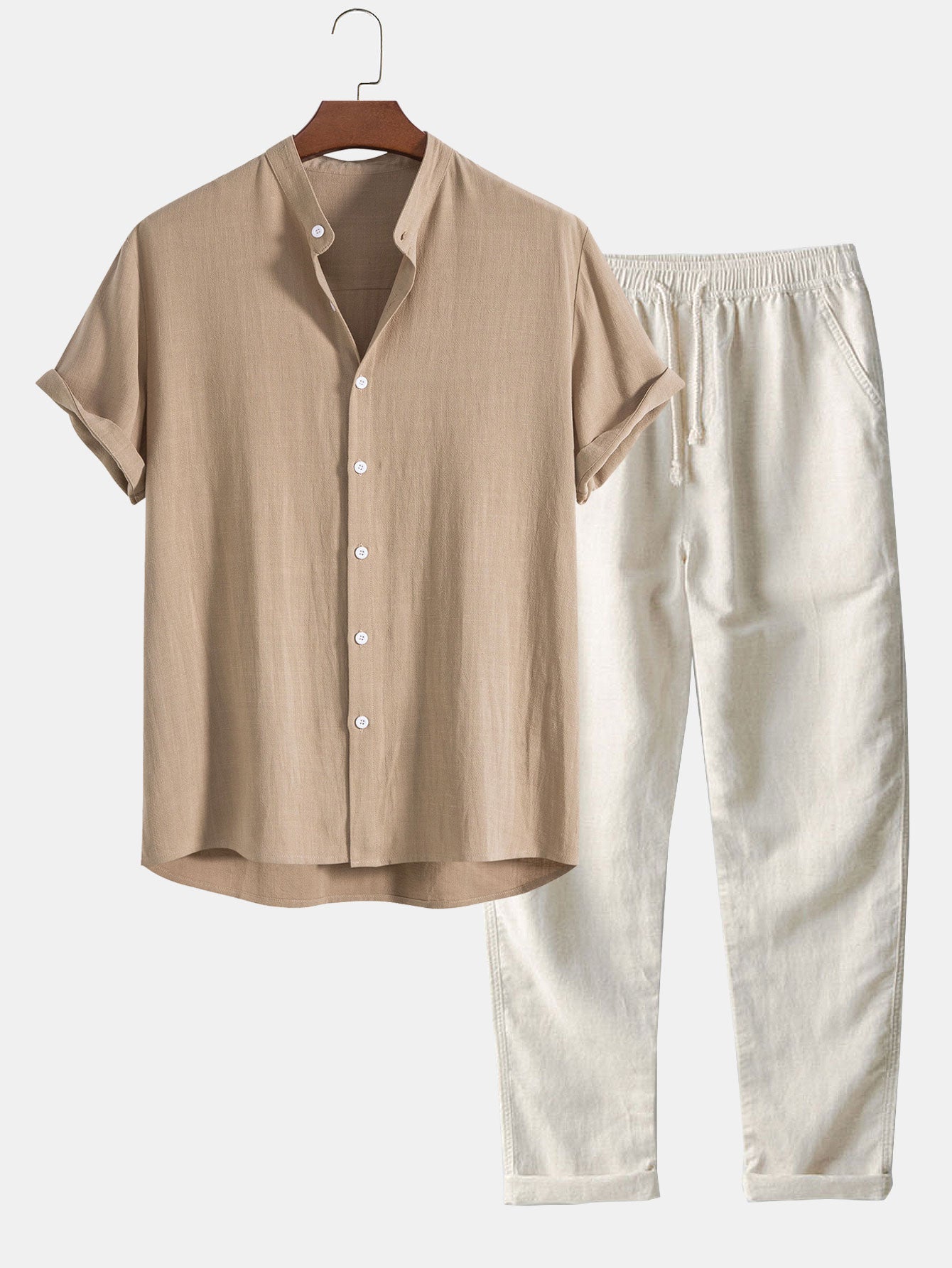 CARLOS| conjunto de lino de hombre, pantalon corto.