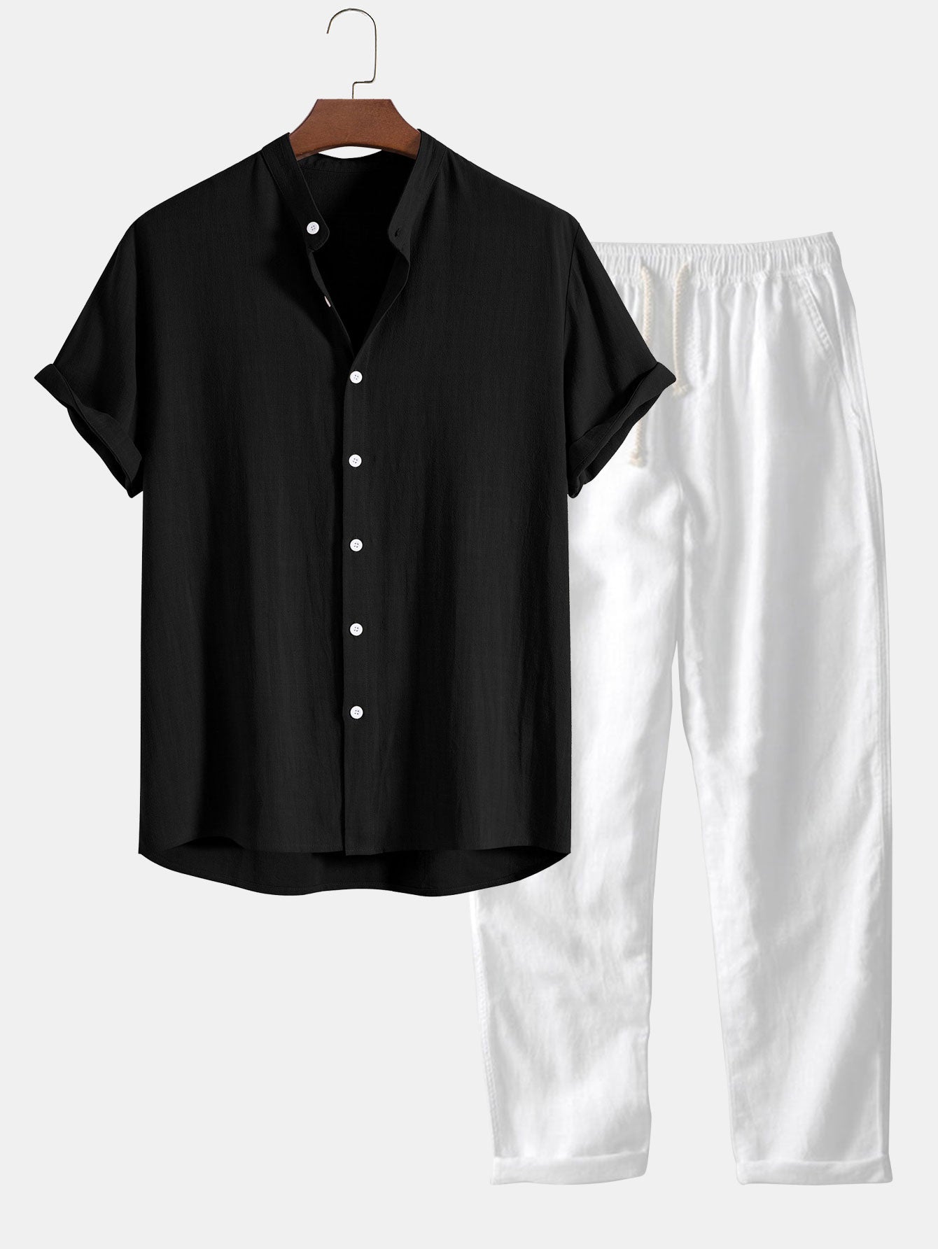 CARLOS| conjunto de lino de hombre, pantalon corto.