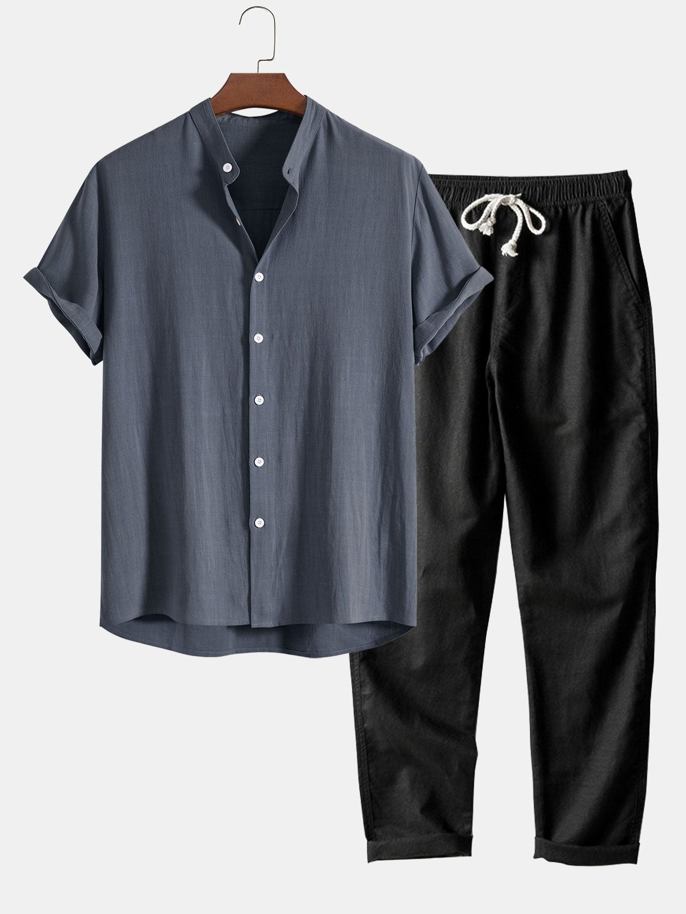 CARLOS| conjunto de lino de hombre, pantalon corto.