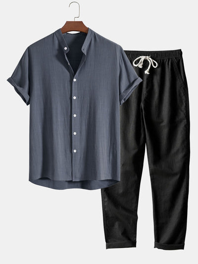 CARLOS| conjunto de lino de hombre, pantalon corto.