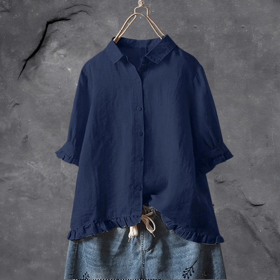 CARLA| Camisa clásica de manga semi larga en algodón transpirable .