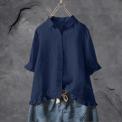 CARLA| Camisa clásica de manga semi larga en algodón transpirable .