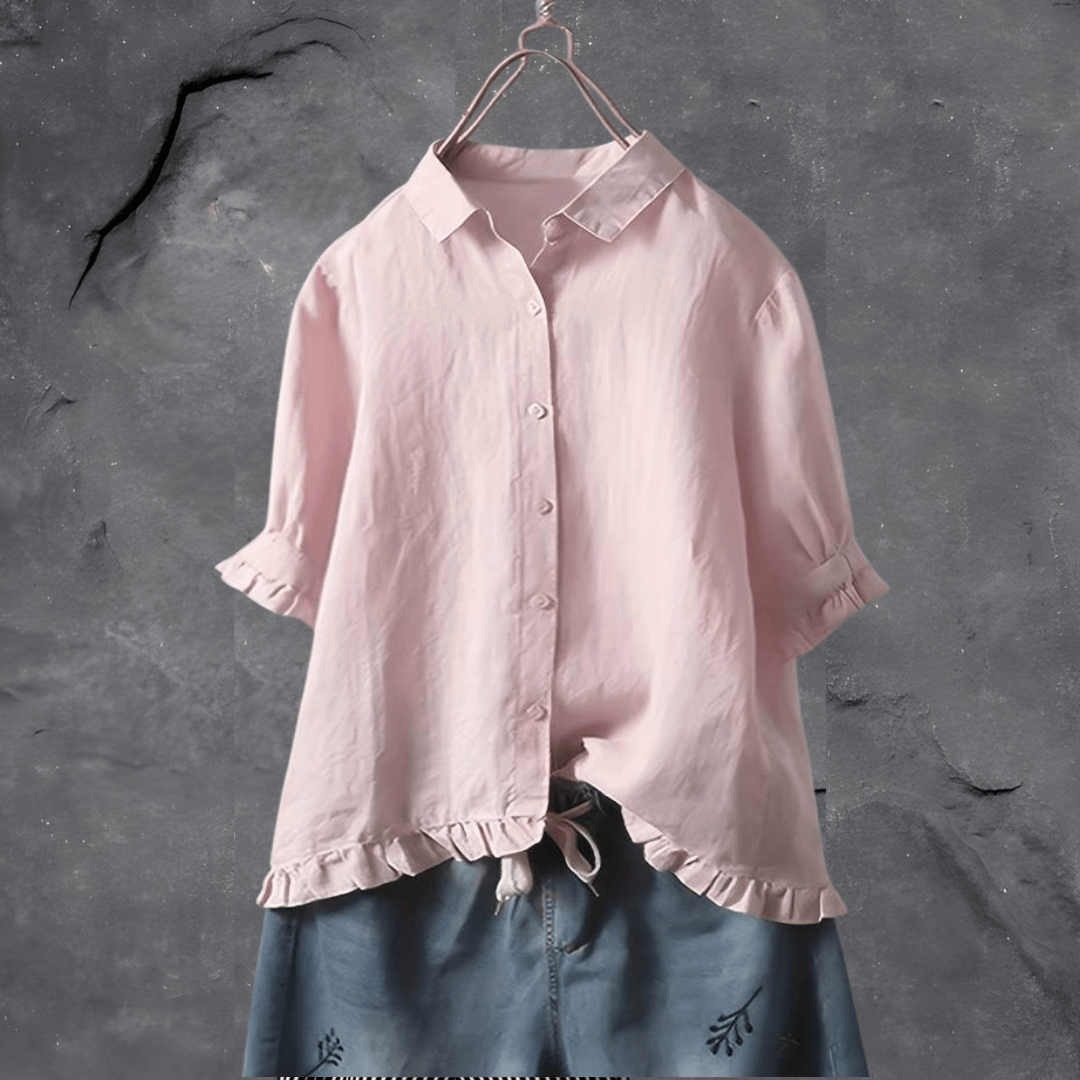 CARLA| Camisa clásica de manga semi larga en algodón transpirable .