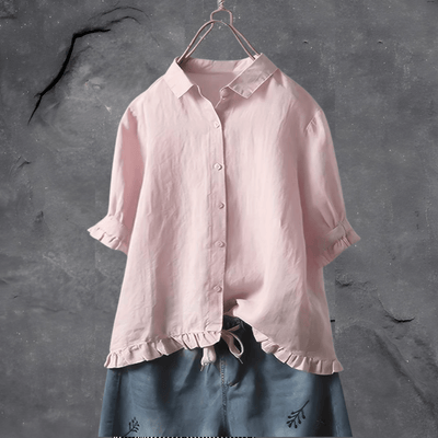 CARLA| Camisa clásica de manga semi larga en algodón transpirable .