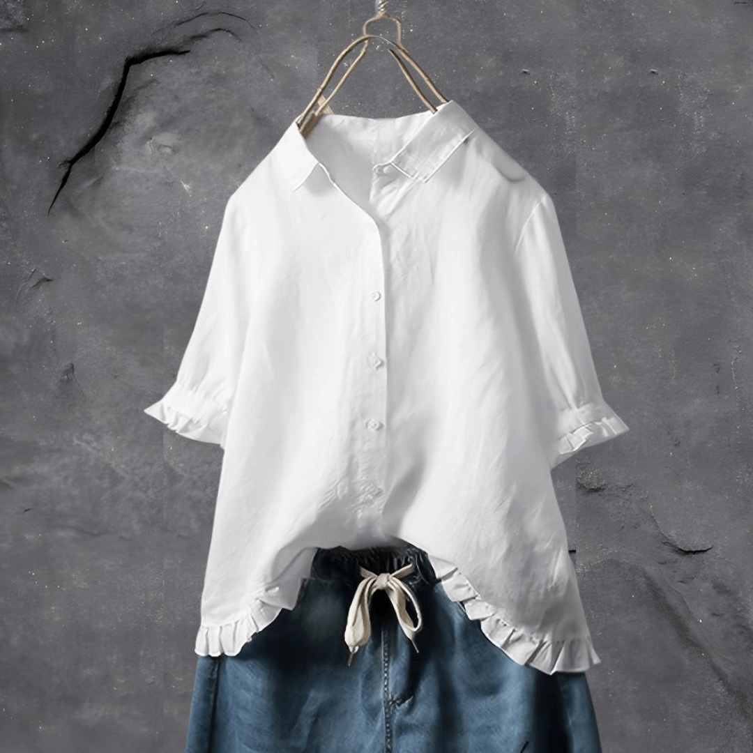 CARLA| Camisa clásica de manga semi larga en algodón transpirable .