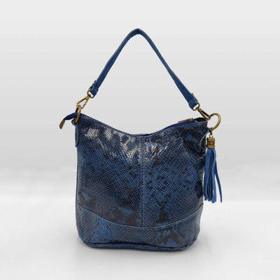 Bolso de hombro en piel de vacuno efecto serpiente