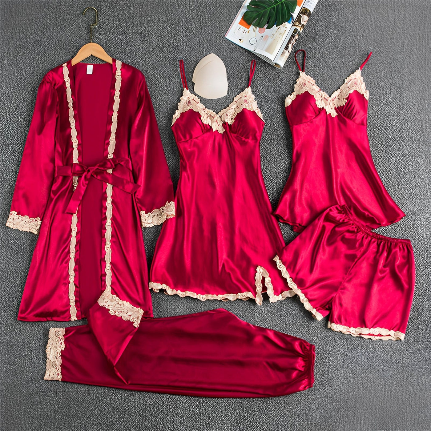 Rosa - Lujoso, sexy pijama set para mujeres