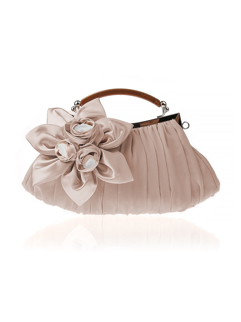 ROSA| bolso de mano precioso, flor en relieve.