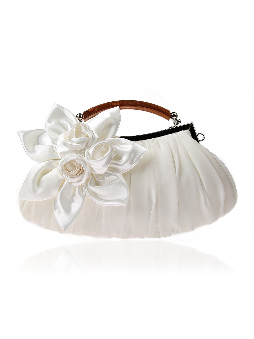 ROSA| bolso de mano precioso, flor en relieve.