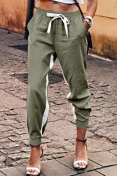 Pantalon cintura alta y elastica, urbano.