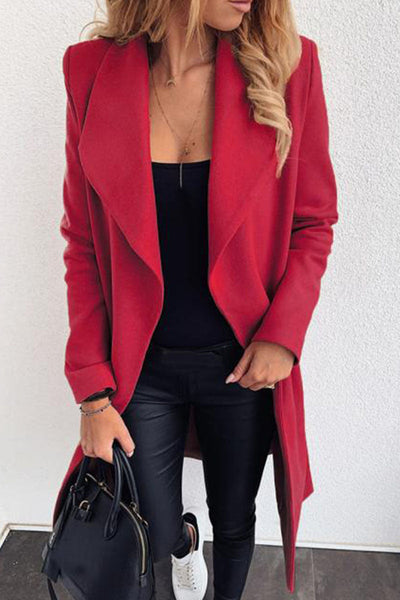 Cárdigan clásico liso, elegante y a la moda, con cuello vuelto (sin cinturón)
