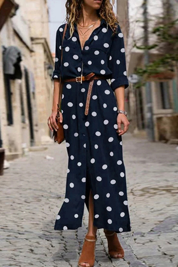 ANA| Vestido camisero con lunares otoñal.