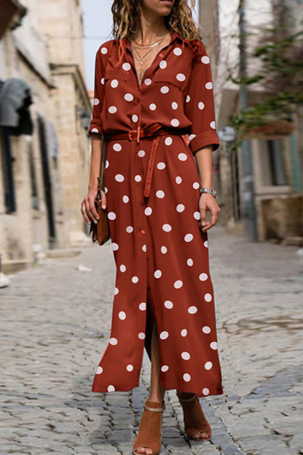 ANA| Vestido camisero con lunares otoñal.