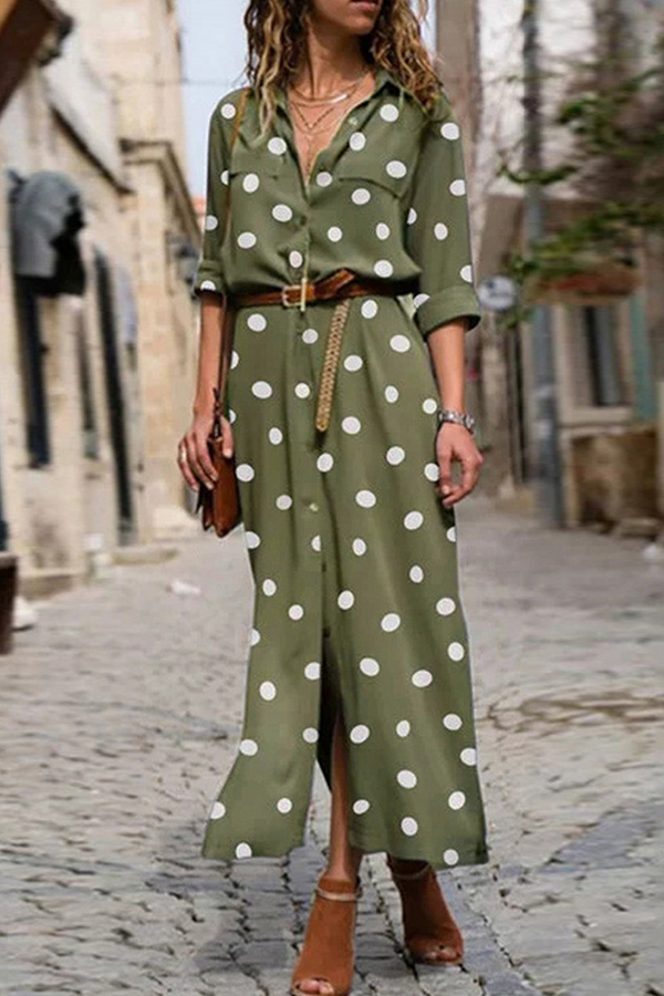 ANA| Vestido camisero con lunares otoñal.