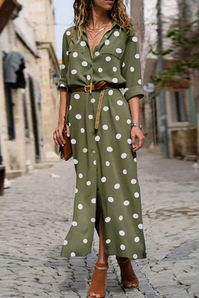 ANA| Vestido camisero con lunares otoñal.