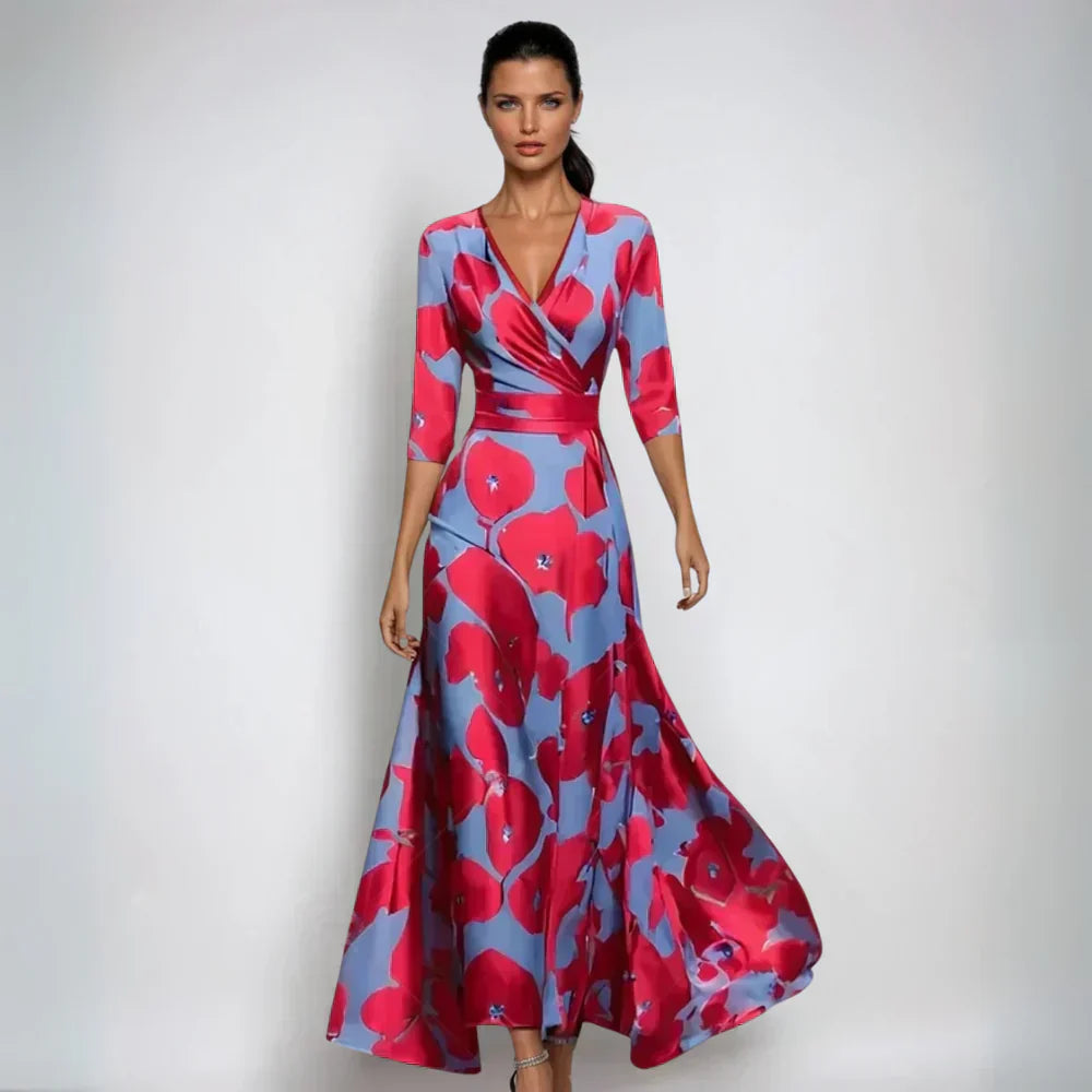 LUNA, VESTIDO FLORAL ACAMPANADO.