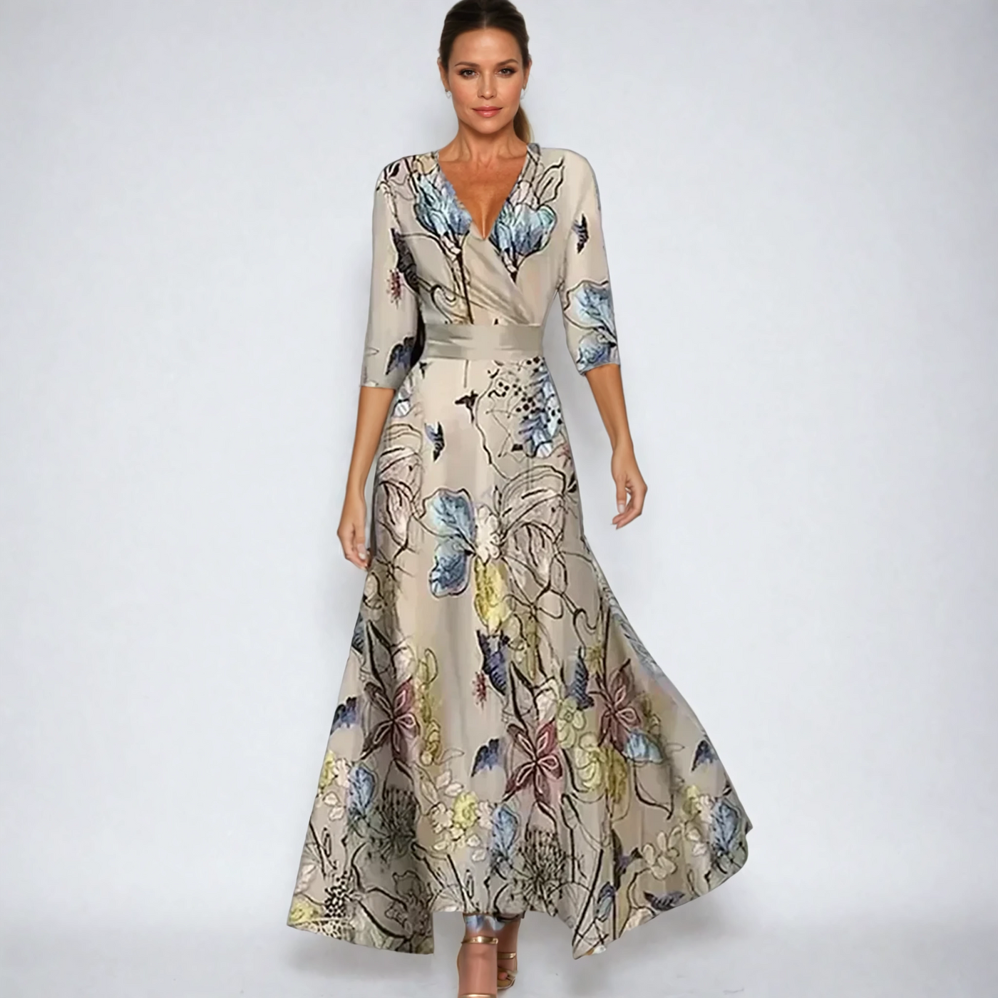 LUNA, VESTIDO FLORAL ACAMPANADO.