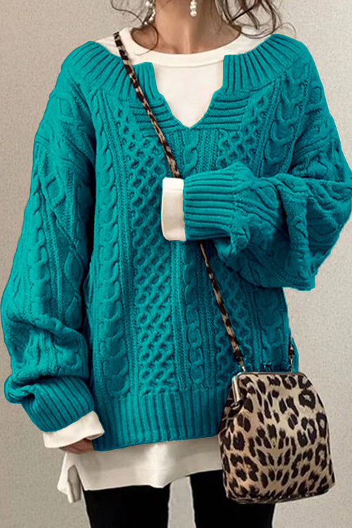 Ana | Jersey casual liso de manga larga y cuello en V