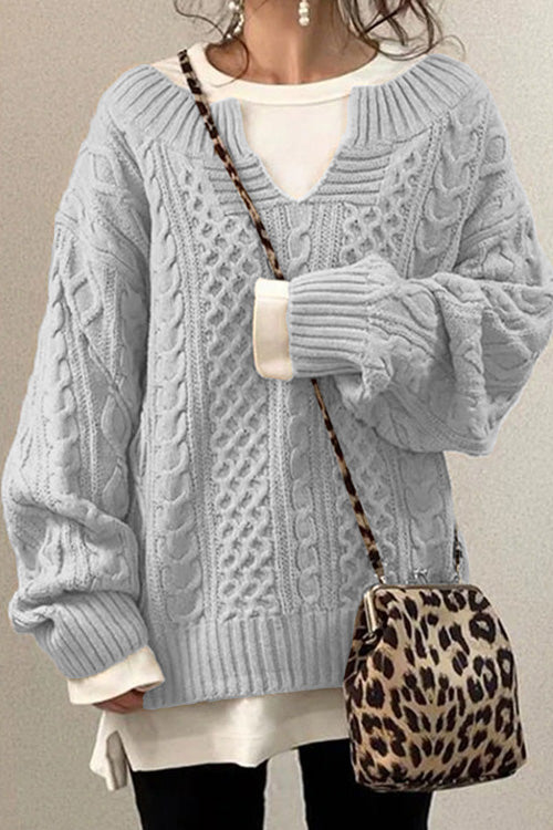 Ana | Jersey casual liso de manga larga y cuello en V