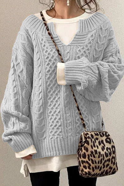 Ana | Jersey casual liso de manga larga y cuello en V