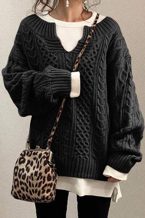 Ana | Jersey casual liso de manga larga y cuello en V