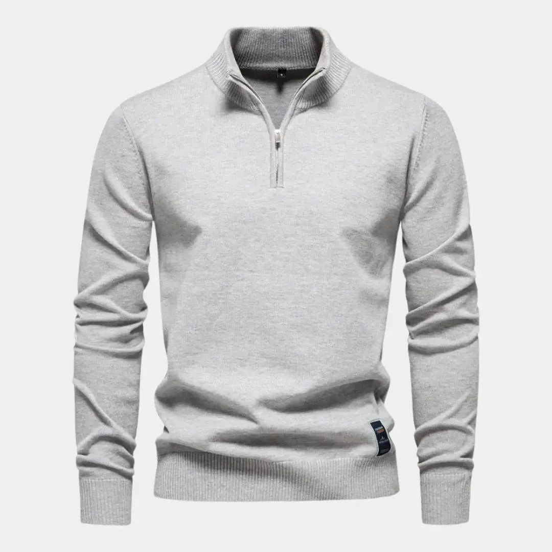 MARIO- Jersey de punto para hombre con media cremallera y cuello alto