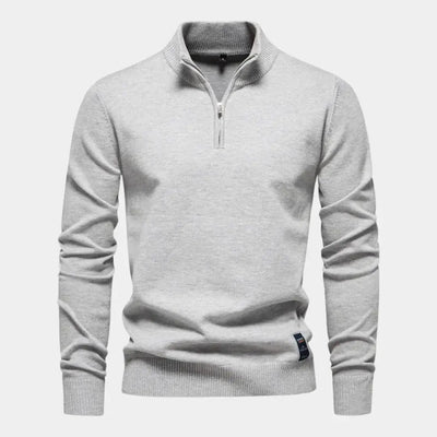 MARIO- Jersey de punto para hombre con media cremallera y cuello alto