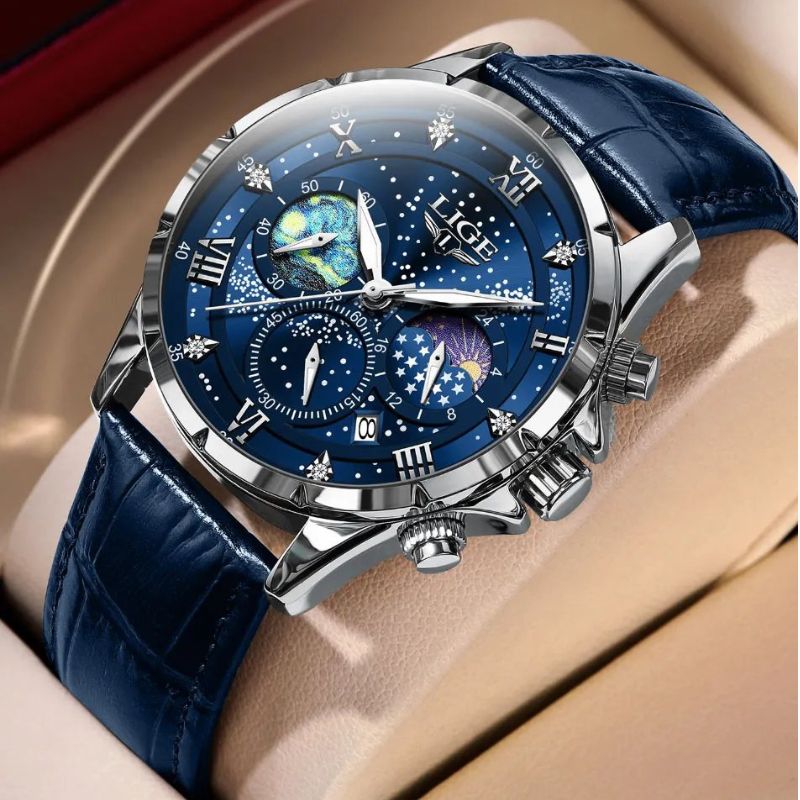 Lucas™ -Reloj elegante para hombre con fase lunar duradera