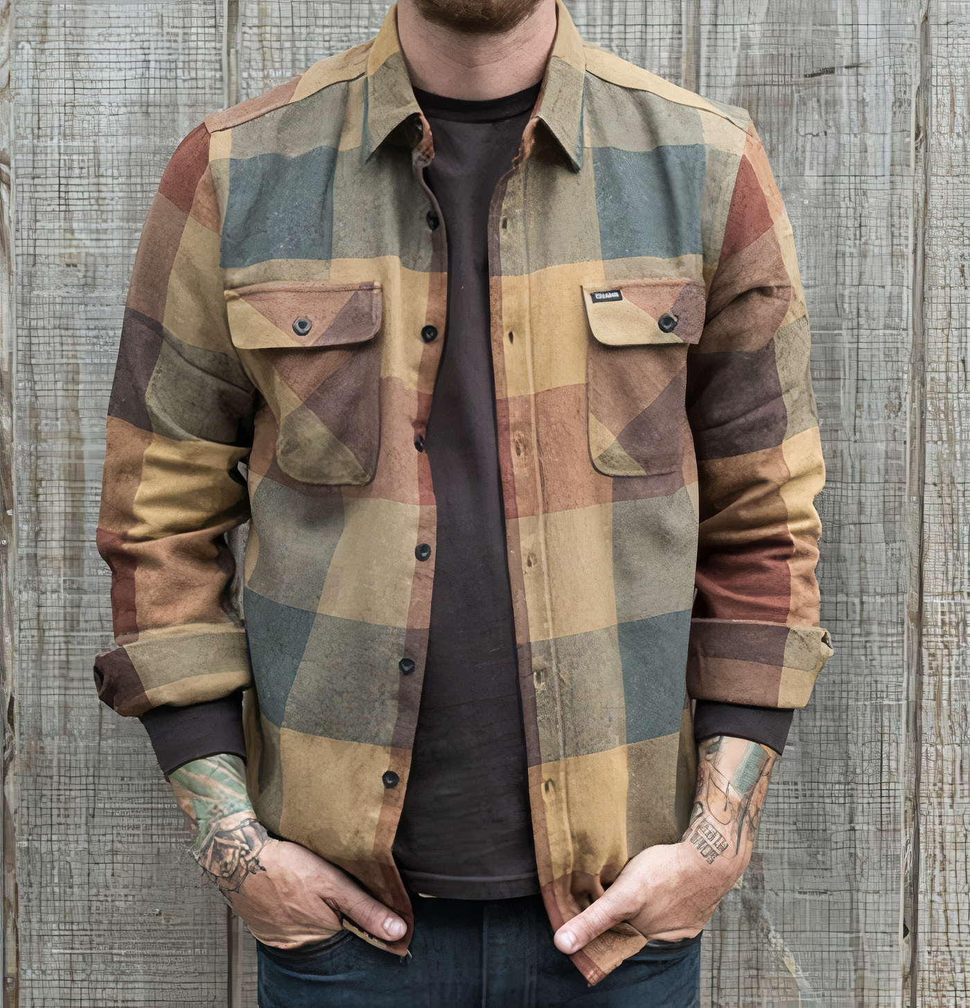 Camisa de manga larga con diseño de cuadros estilo vintage para hombre moderno