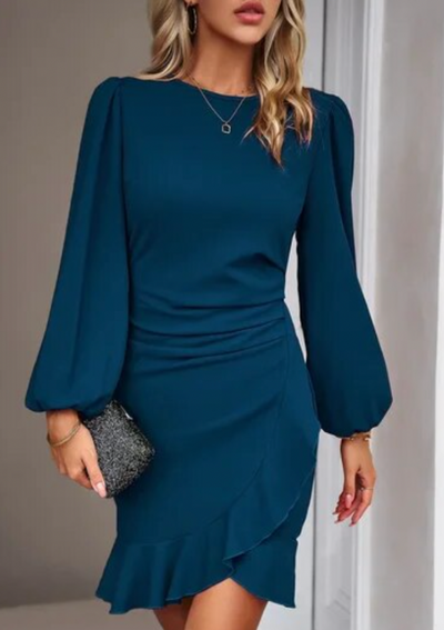 Vanesa- Elegante vestido abullonado de manga larga
