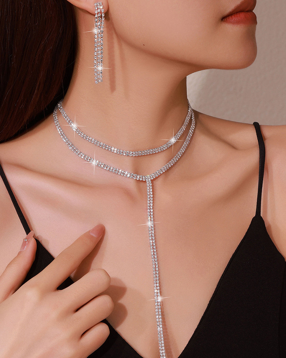 Conjunto de dos piezas de collar con gotas de agua y accesorios de noche