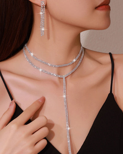 Conjunto de dos piezas de collar con gotas de agua y accesorios de noche