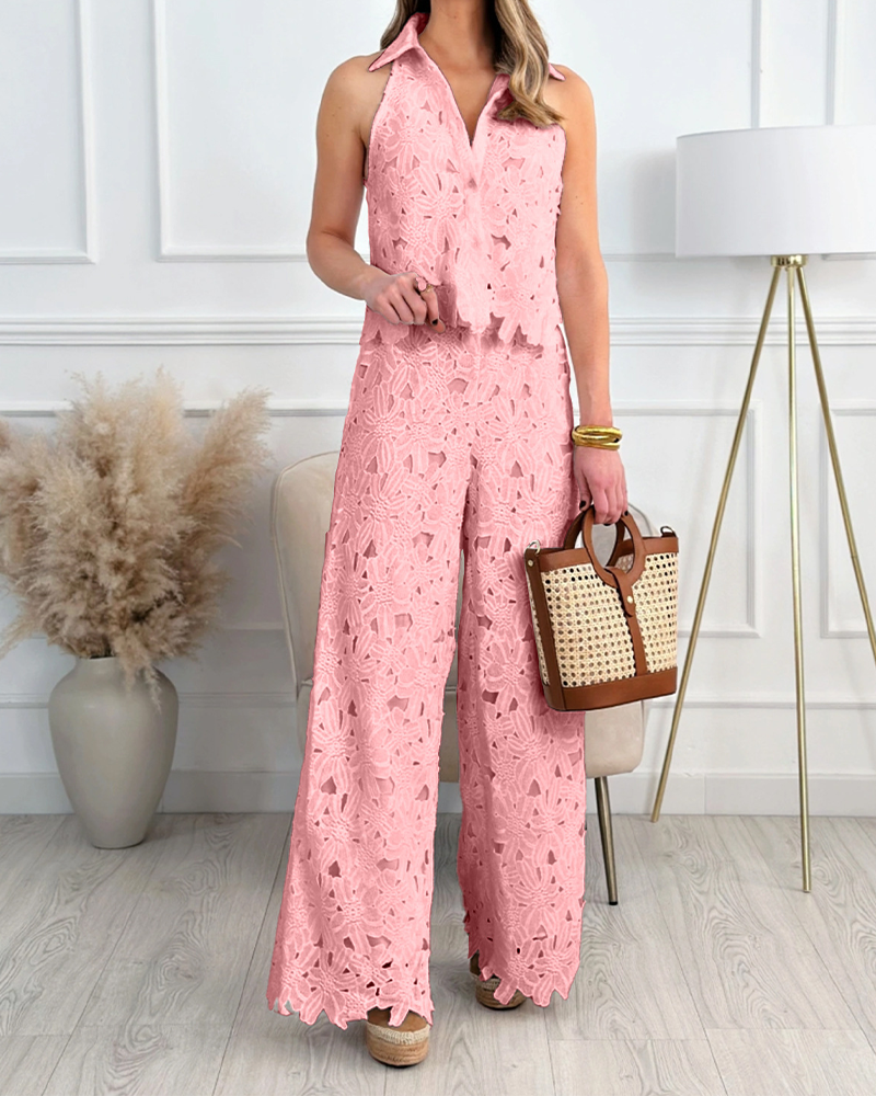 MARTA| tarje de pantalon recto, con escote en V.