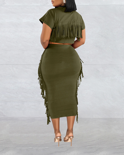 SANDRA| Conjunto de mujer con detalles de flecos.