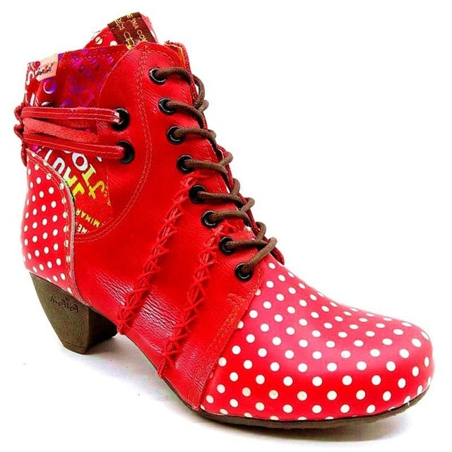 Botin diseño moderno, con lunares.