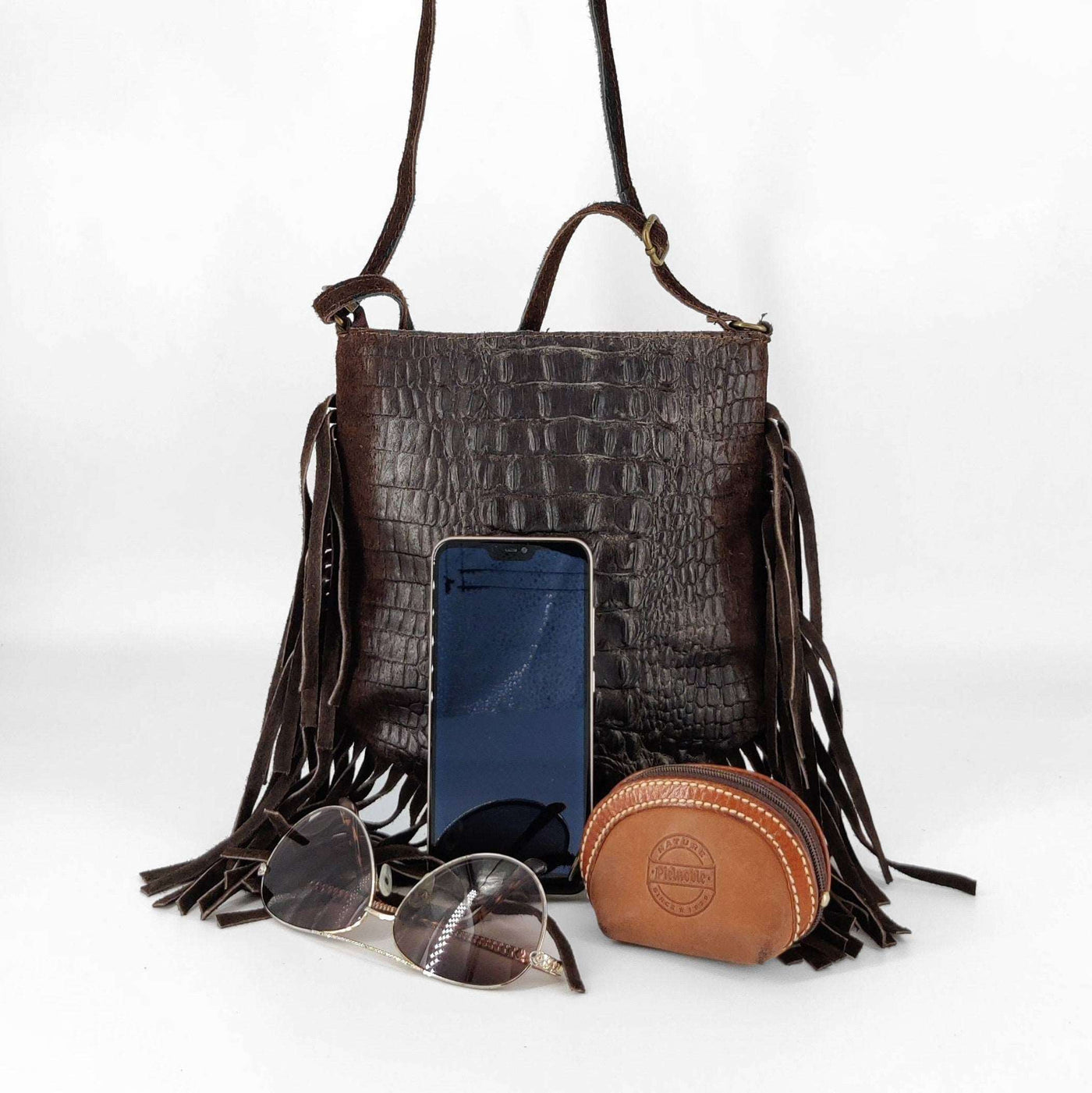 Bolso bandolera de flecos en piel de coco