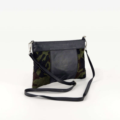 Bolso bandolera dúo texturas piel y pelo