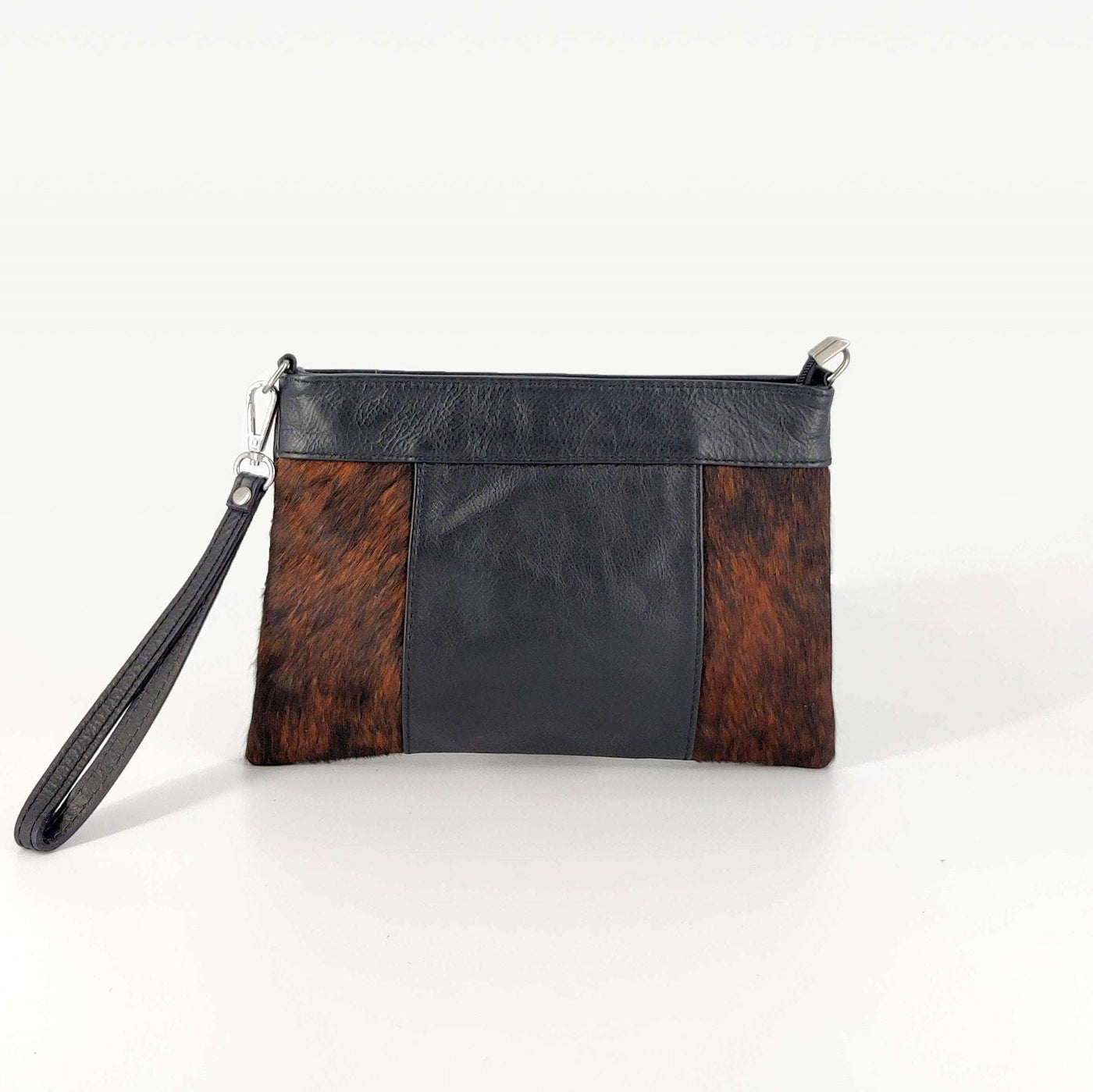 Bolso bandolera dúo texturas piel y pelo