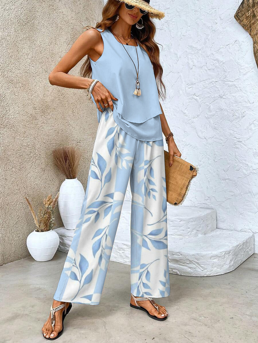 Malia - Conjunto de Traje de Pantalón para Mujer Sin Mangas