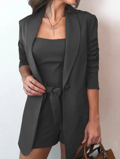 Yeny- Conjunto de 3 Piezas: Chaleco, Chaqueta de Traje y Shorts de Cintura Alta