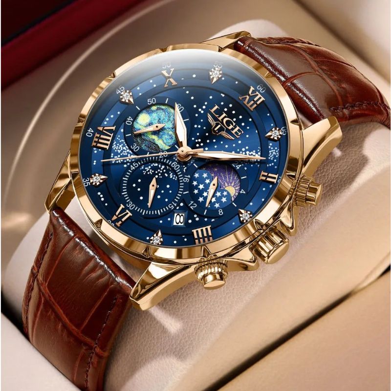 Lucas™ -Reloj elegante para hombre con fase lunar duradera