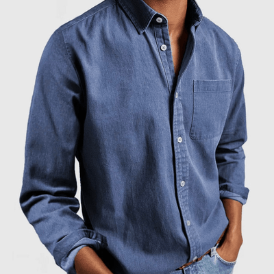 ANDRES| camisa de corte clasico, con bolsillo y manga larga.
