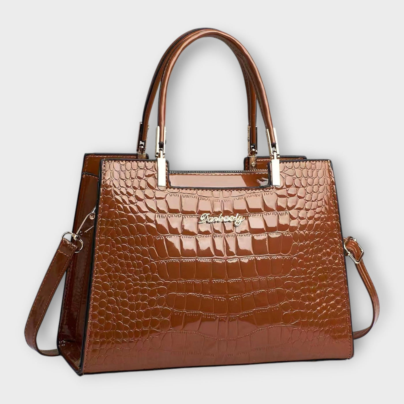 FLORENCIA - BOLSO DE MANO DE PIEL DE COCODRILO BRILLANTE