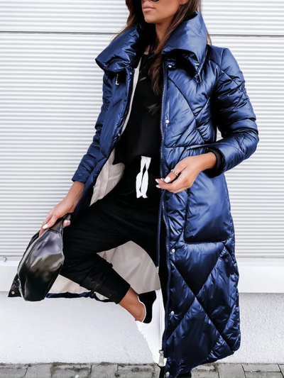 CARMINA| Chaqueta larga acolchada, corte extragrande, acolchada, cálida y aislante