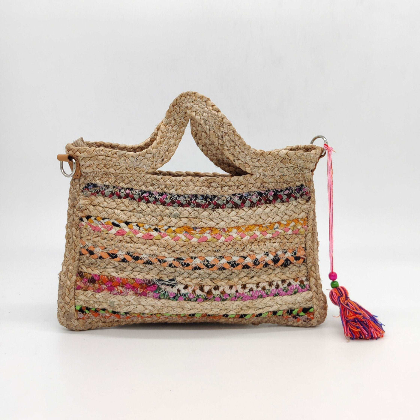 Bolso de yute multicolor de mano