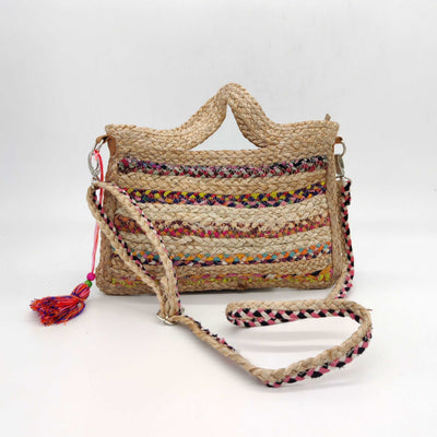 Bolso de yute multicolor de mano