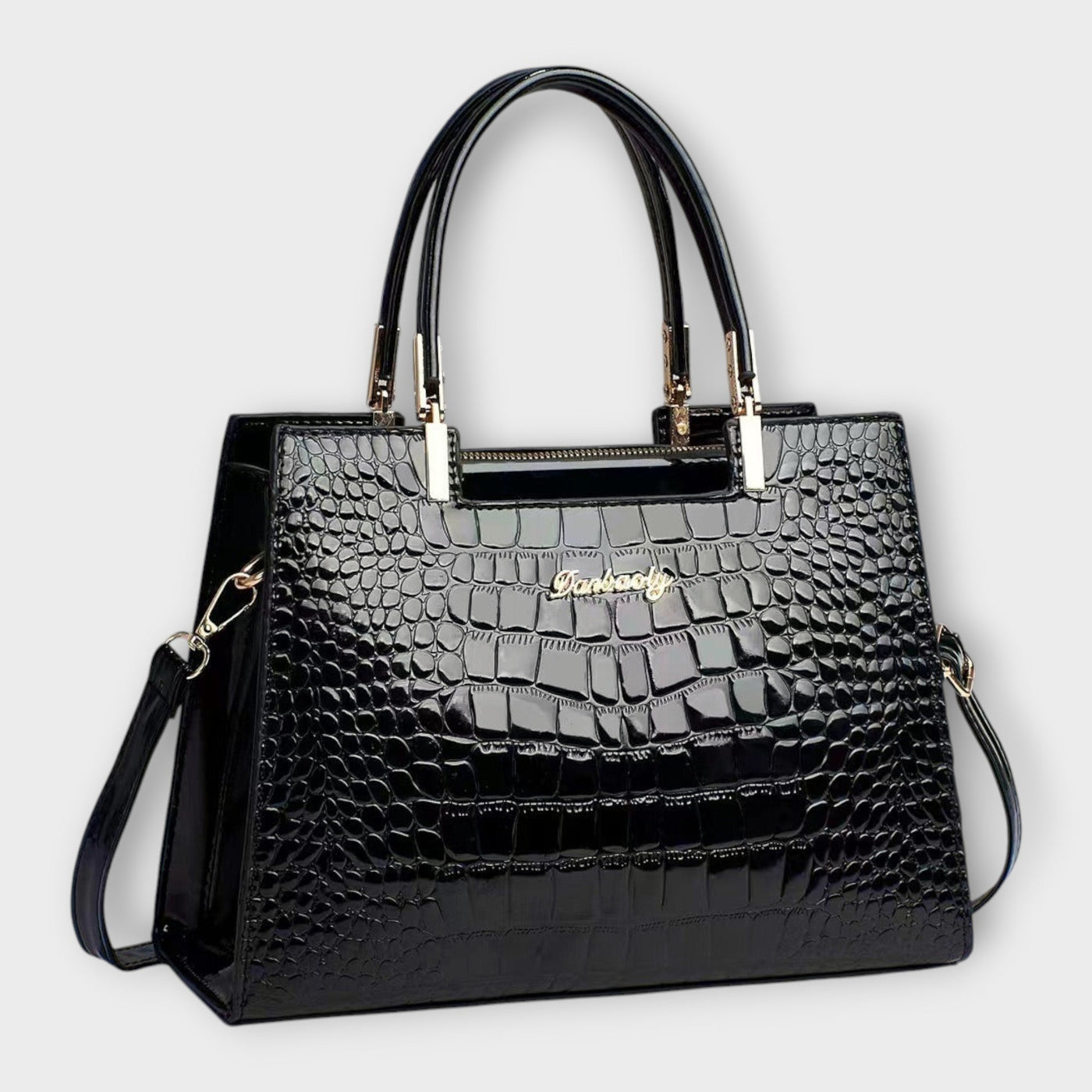 FLORENCIA - BOLSO DE MANO DE PIEL DE COCODRILO BRILLANTE