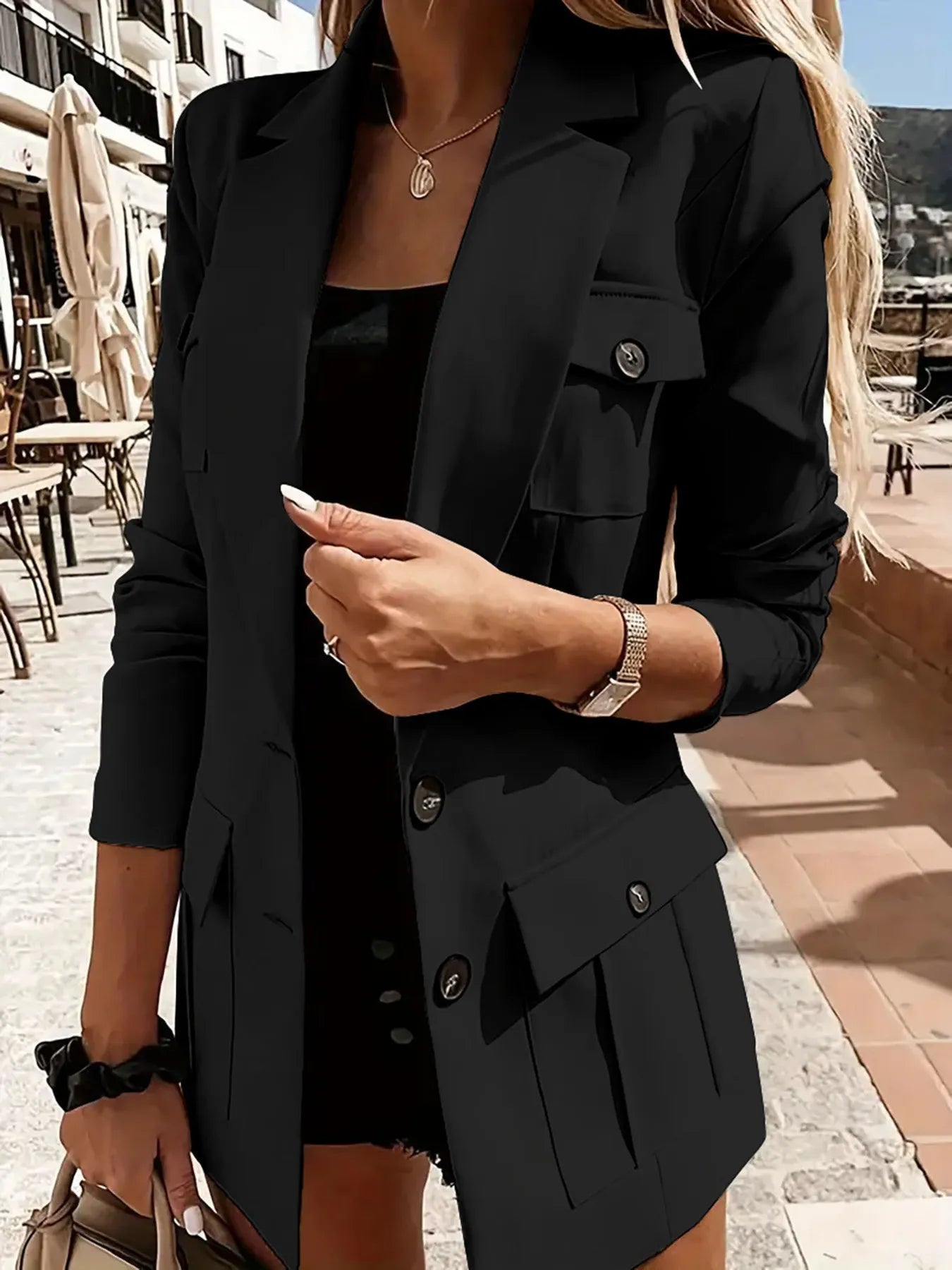 Eva - Elegante blazer de manga larga con cuello de solapa