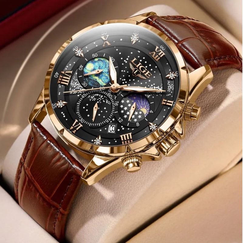 Lucas™ -Reloj elegante para hombre con fase lunar duradera
